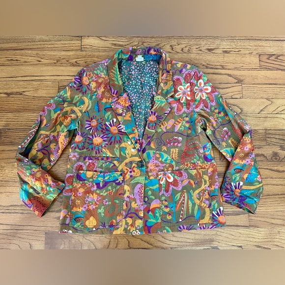 Ivy Jane Colorful Floral Corduroy Blazer Jacket Women’s XS NWOT - Picture 2 of 7